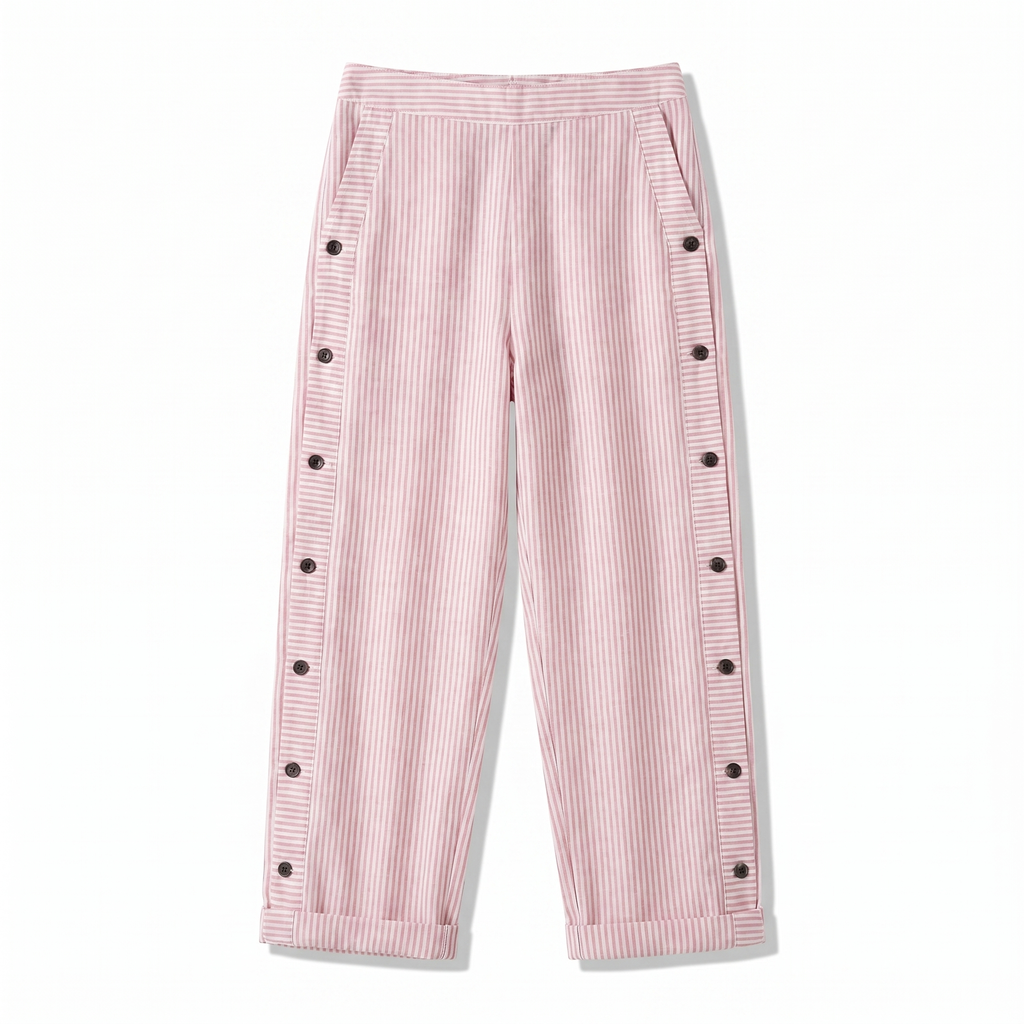 Amika | Striped Cropped Trousers with Button Detail for Women