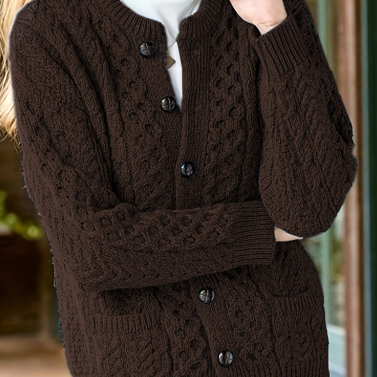 Ysabeau | Textured Button-Front Cardigan for Women