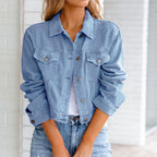 Yseult | Cropped Denim Jacket with Collar for Women