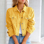 Yseult | Cropped Denim Jacket with Collar for Women