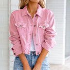 Yseult | Cropped Denim Jacket with Collar for Women