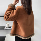 Yvonne | Suede Fleece-Lined Jacket with Faux Fur Collar for Women