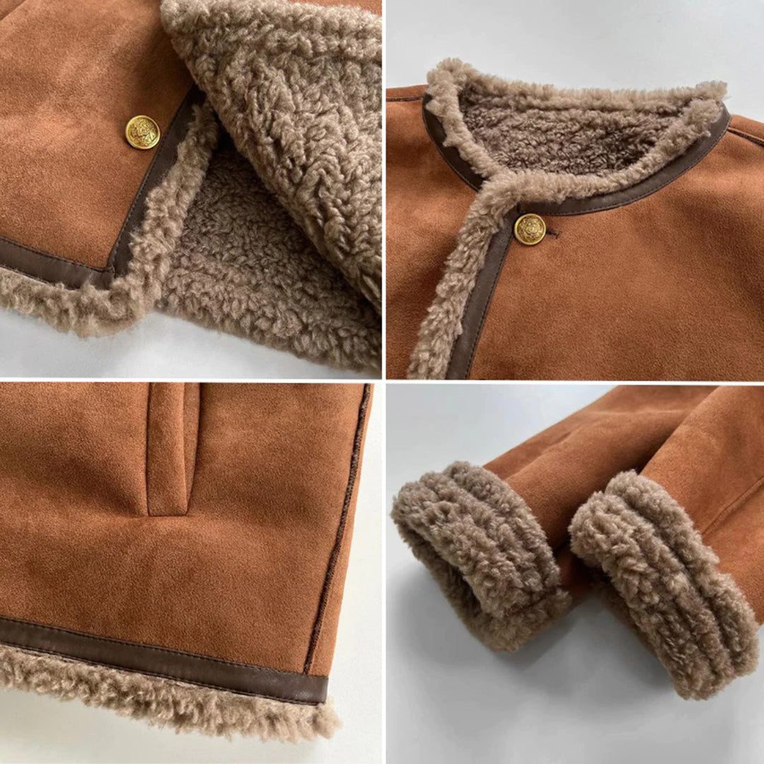 Yvonne | Suede Fleece-Lined Jacket with Faux Fur Collar for Women