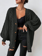 Zaina | Cable Knit Oversized Button-Down Cardigan for Women